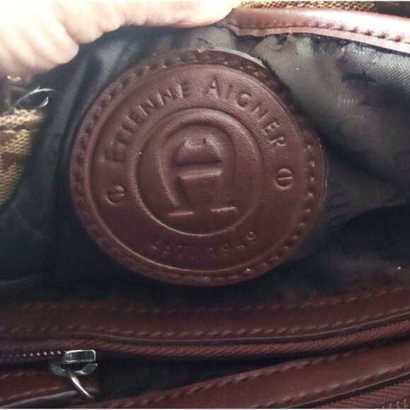 Etienne Aigner Monogram Canvas & Faux Leather Tote Bag - Picture 13 of 16